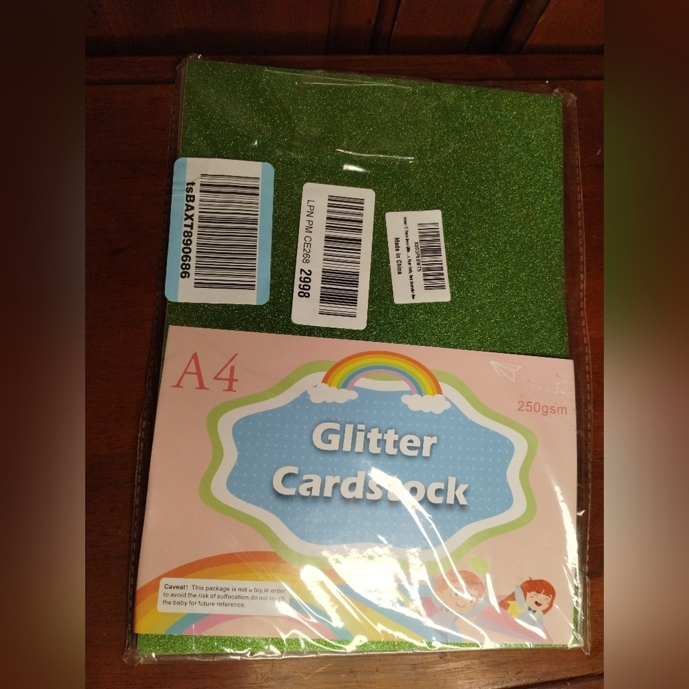 New 20pc Green Glitter Cardstock Crafts